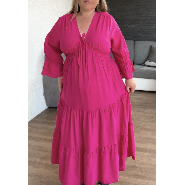 Robe longue rose