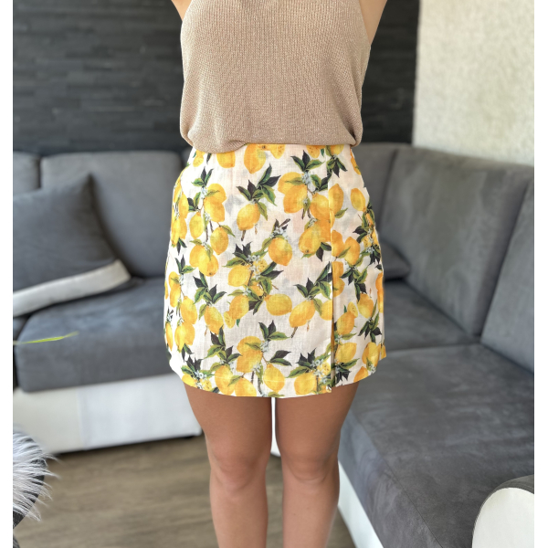 Jupe short imprimée citron