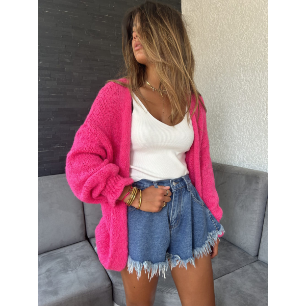 Gilet en maille rose