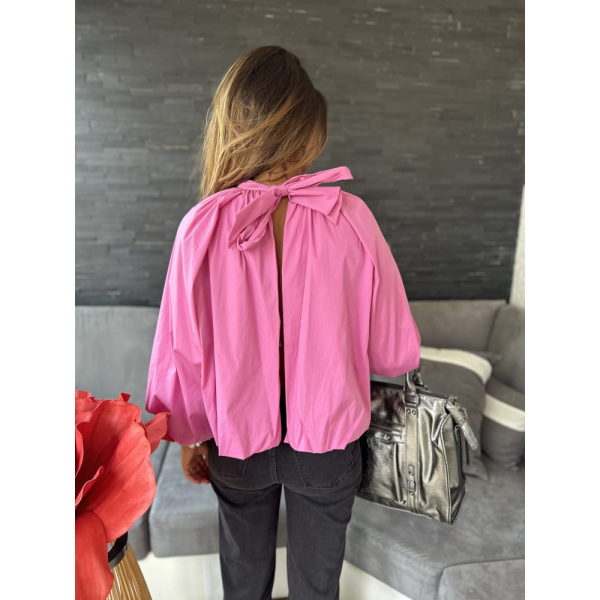Blouse ballon dos-nu rose