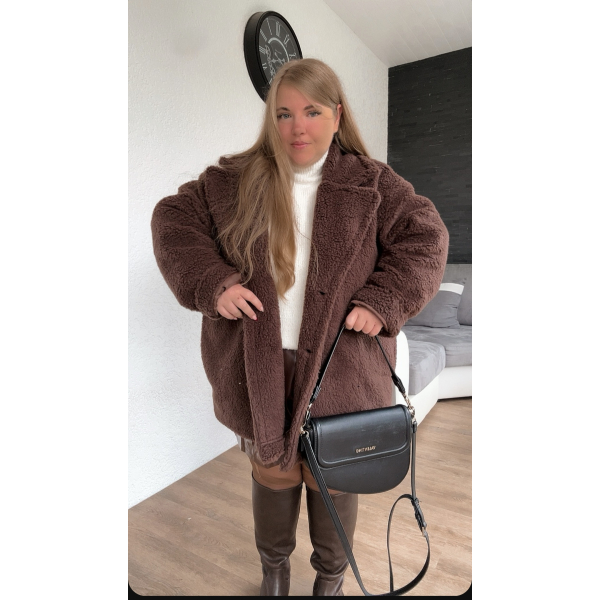 Manteau moumouté marron