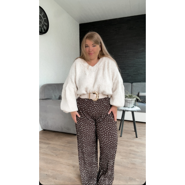 Pantalon plissé à pois