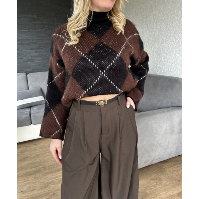 Pull losanges marron