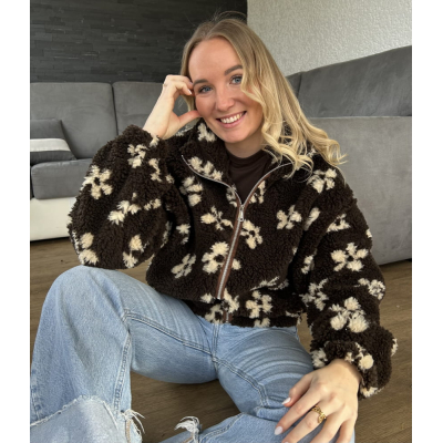 Polaire à fleurs chocolat