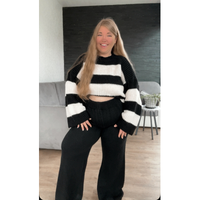 Ensemble cooconing rayé noir