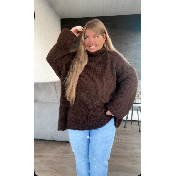 Pull long chocolat