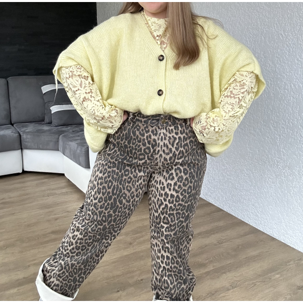 Gilet oversize sans manches jaune SONIA