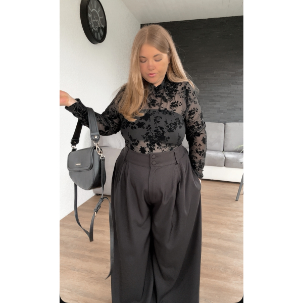 Body à fleurs noirs