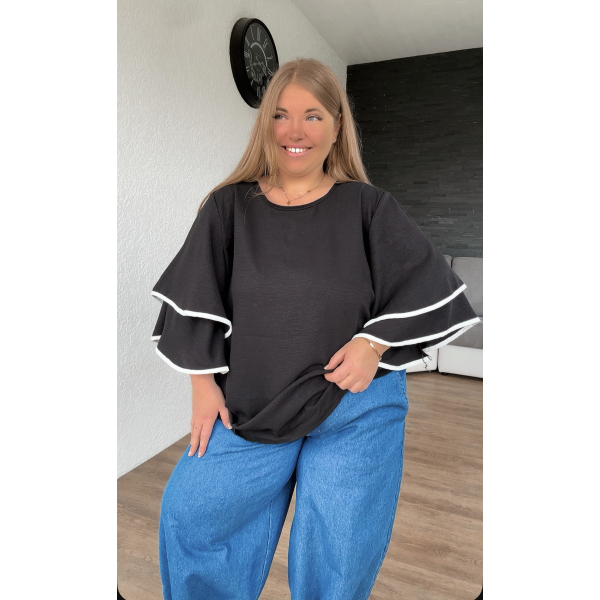 T-shirt manches à volants évasées