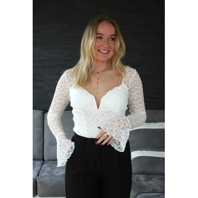 Body à dentelle blanc