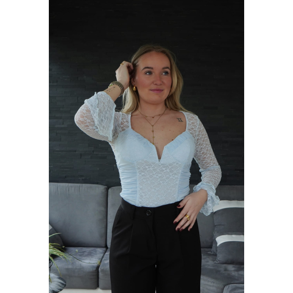 Body à dentelle bleu