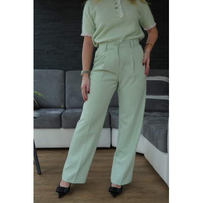 Pantalon tailleur vert d'eau