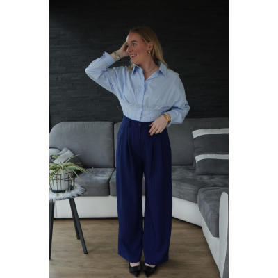 Pantalon bleu marine à rayures