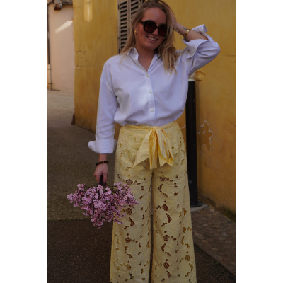 Pantalon dentelle jaune SOLEYA