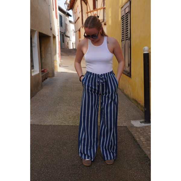 Pantalon à rayures bleu marine GWLADYS