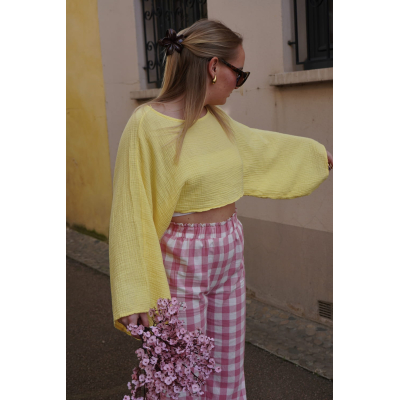 Crop top court gaze de...