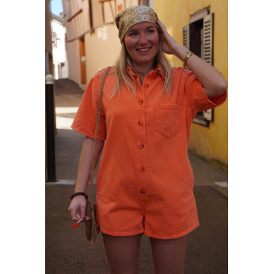 Combishort en jean orange...