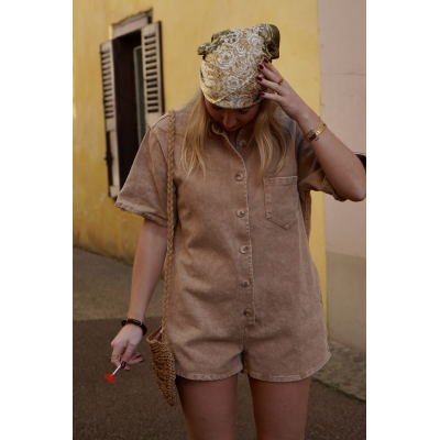 Combishort en jean marron...