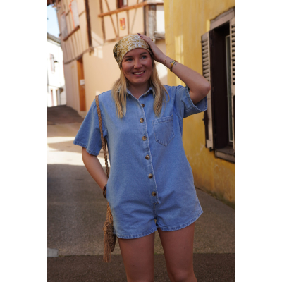 Combishort en jean bleu...