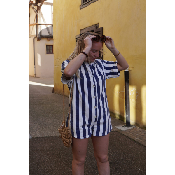 Combishort en jean marinière SOLEDAD