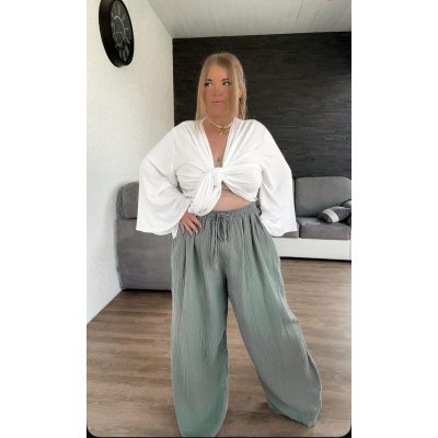 Pantalon en gaze de coton kaki