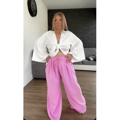 Pantalon en gaze de coton rose
