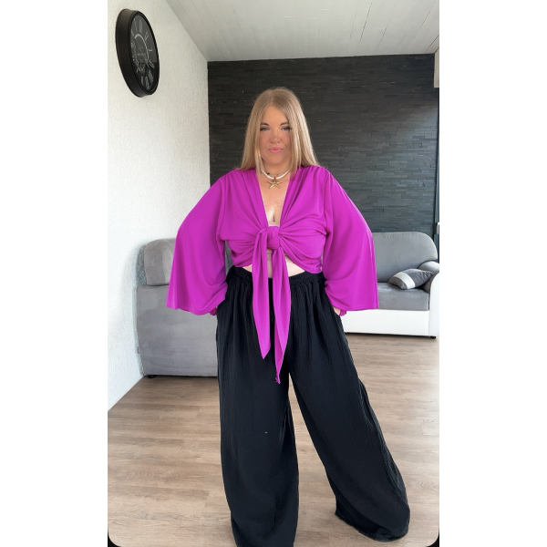 Pantalon en gaze de coton noir