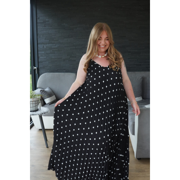 Robe plissée à pois