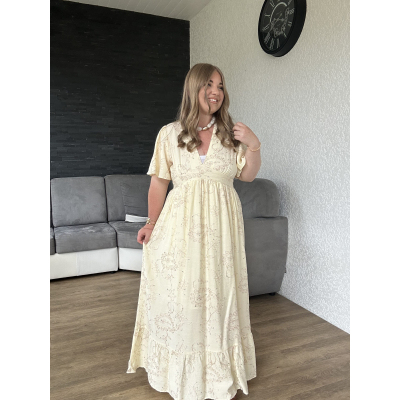 Robe longue jaune pastel