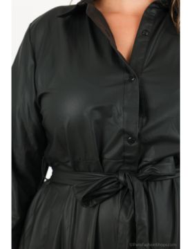 Robe chemise effet simili cuir