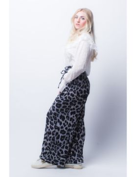 PANTALON IMPRIME LEOPARD GRIS