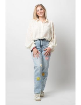 Jean regular stretch avec fleurs