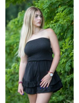 Combi-short bustier en gaze de coton Vanina