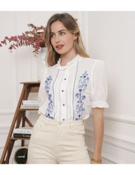 Blouse brodée manches courtes Ashley