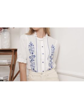 Blouse brodée manches courtes Ashley