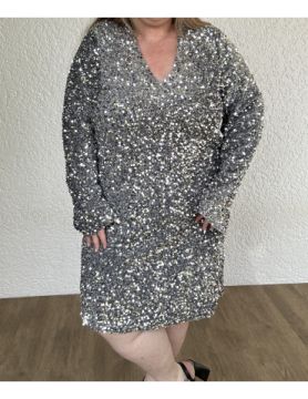 Robe argentée à sequins MELINE