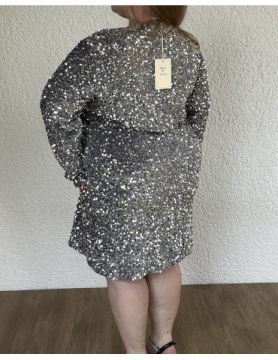 Robe argentée à sequins MELINE