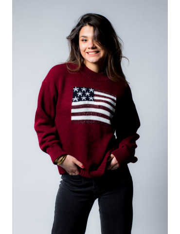 Pull en maille USA bordeau