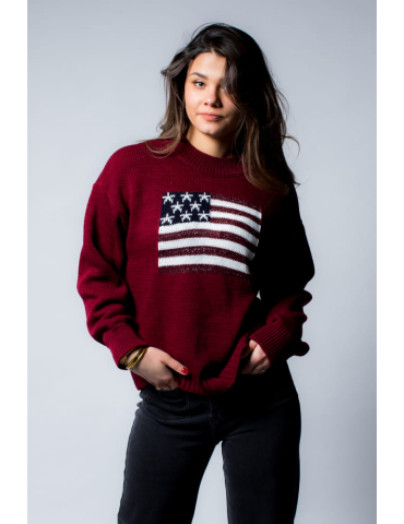 Pull en maille USA bordeau