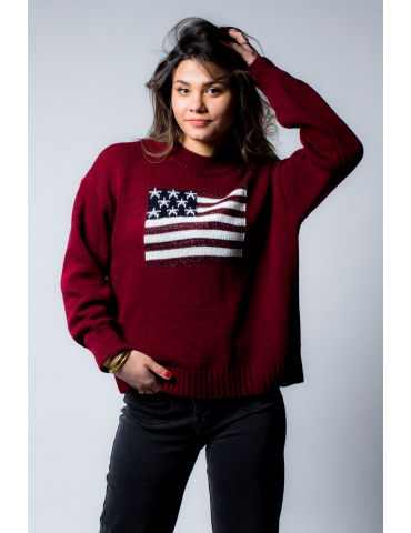 Pull en maille USA bordeau