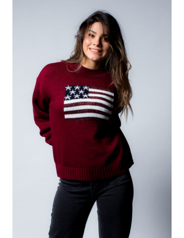 Pull en maille USA bordeau