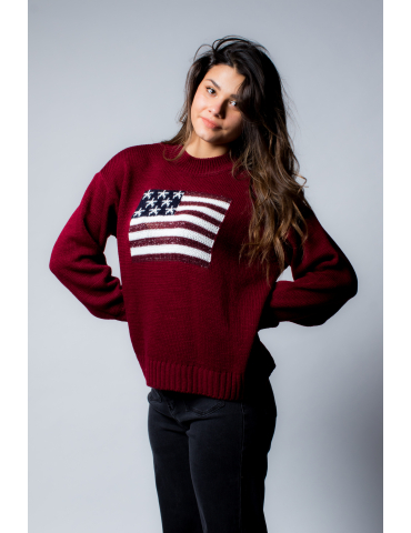 Pull en maille USA bordeau