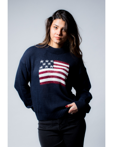 Pull en maille USA bleu marine