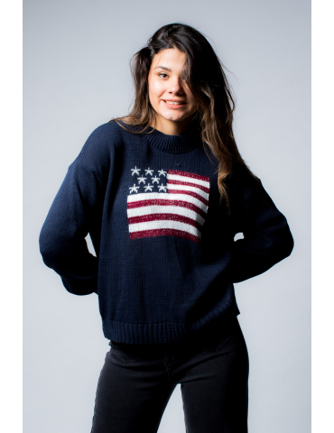 Pull en maille USA bleu marine