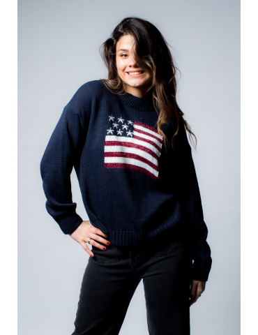 Pull en maille USA bleu marine