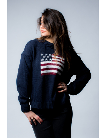 Pull en maille USA bleu marine