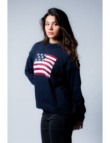 Pull en maille USA bleu marine