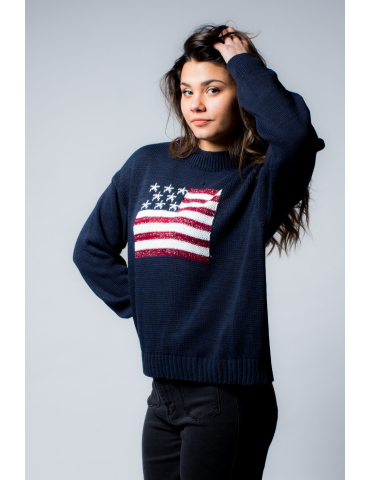 Pull en maille USA bleu marine