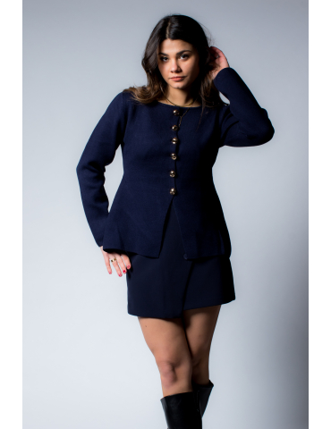 Top boutonné ouvert bleu marine MELISANDE