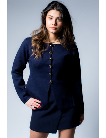 Top boutonné ouvert bleu marine MELISANDE